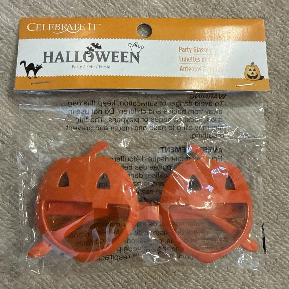 Pumpkin Party Eye Glasses for Dress Up Halloween Party NEW Package Kids/Junior